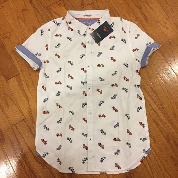 Cactus Community Shirts Tops Boy 113 Yrs Button Up Motorcycle Print Poshmark